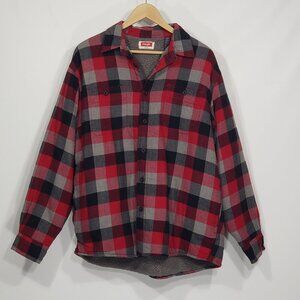 Wrangler  Red Black Grey  Flannel shirt jacket  Fleece Lined  Men's Large